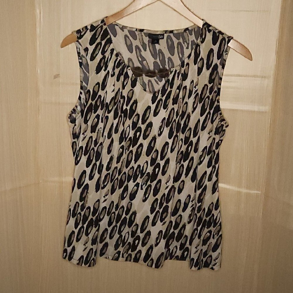 East 5th Womens Plus Leopard Print Stretchy Sleeveless Top 1X